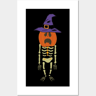 Pumpkin skeleton Posters and Art